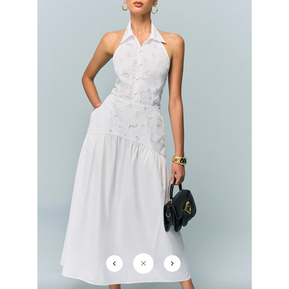 Copied - Commense Pocketed Halter Neck Embroidered Dress with Non-Belte Sz M - Picture 4 of 6